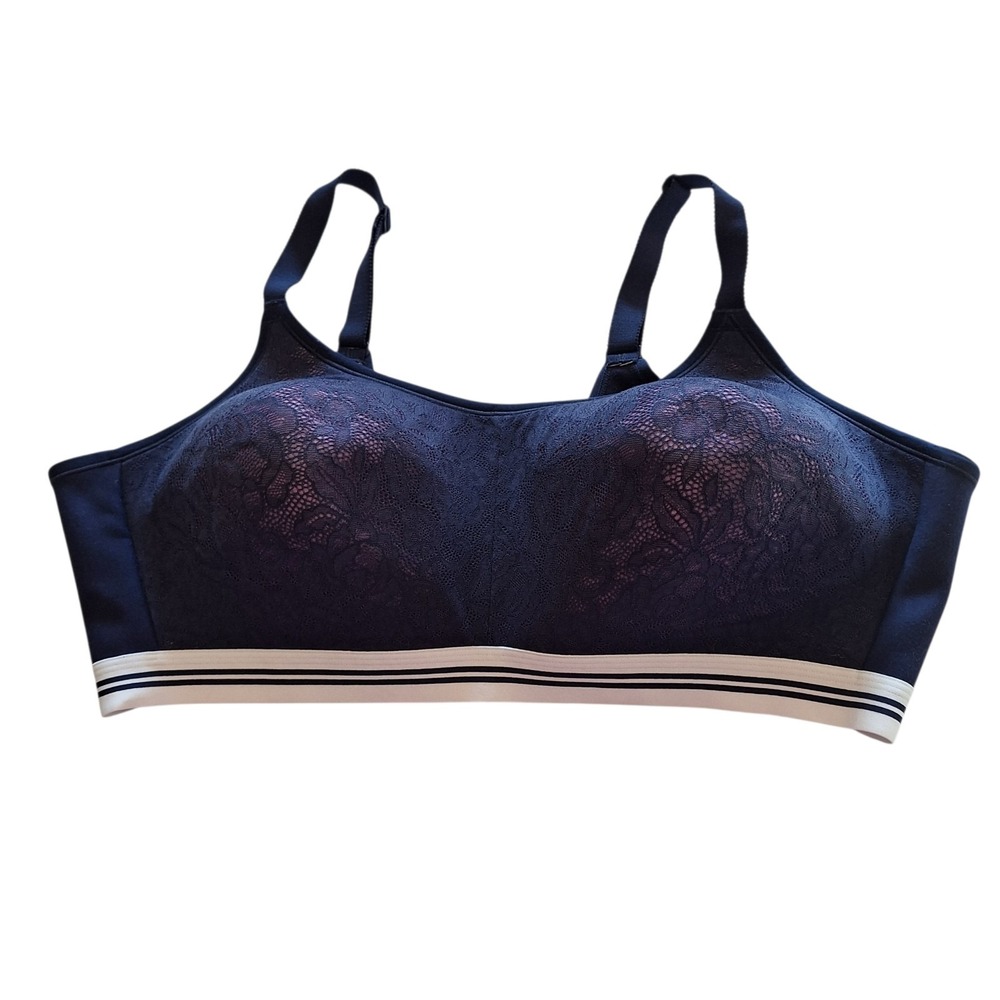 Cacique Scoop Lace Bra Women's 46C No-Wire Blue Comfort Lightly Lined Stretch - Picture 3 of 10